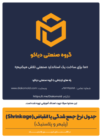 جدول شرینکیج پلیمر و پلاستیک قالبسازی دیاکو