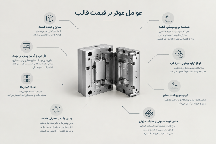 قیمت قالب تزریق پلاستیک چطور تعیین میشود؟ (راهنمای جامع برآورد هزینه ساخت قالب‌)